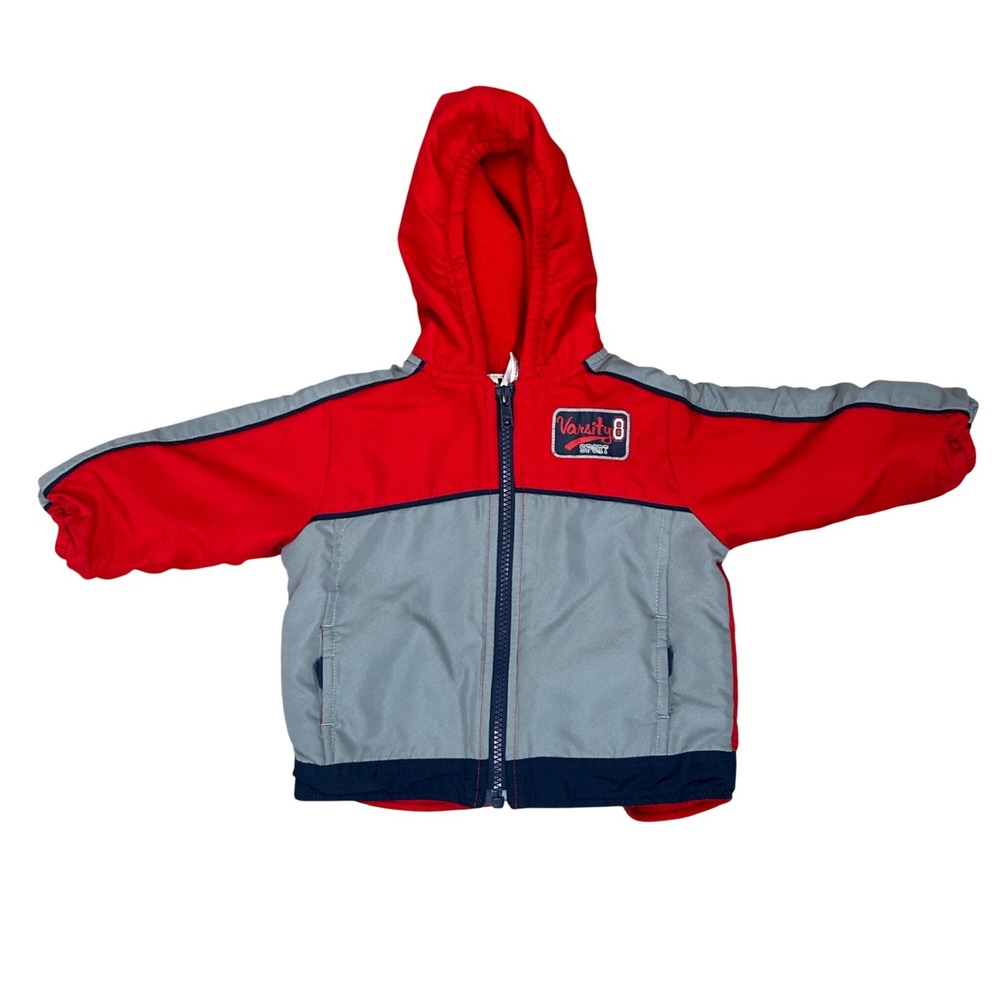 Y2K Red Toddler Varsity Jacket Al & Ray Hooded Full Zip Boys 12 Months Sporty